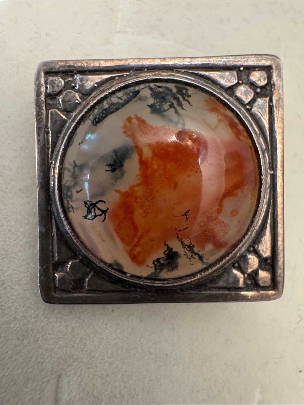 John Hart Iona Sterling Silver Scottish Moss Agate Brooch 1961 hallmarked - Picture 2 of 8